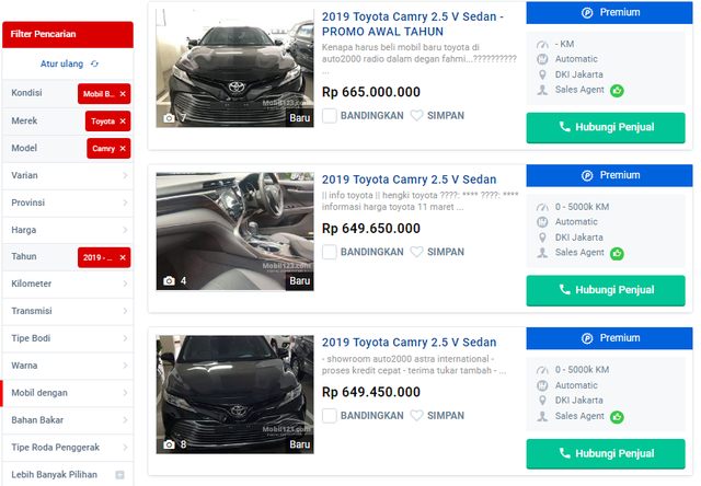  Toyota Camry bán ra tại Indonesia 