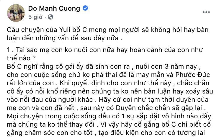 Đỗ Mạnh Cường lên tiếng trước loạt thông tin tiêu cực về việc nhận nuôi con thứ 8, Hà Tăng và dàn sao có ngay động thái ủng hộ hết mình