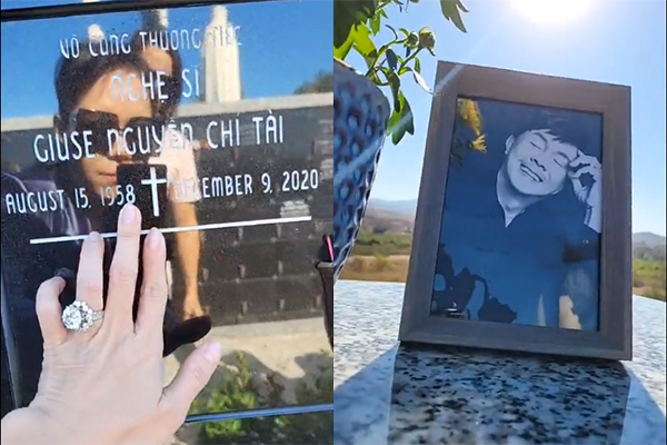 Việt Hương nghẹn ngào bật khóc lần đầu thăm mộ Chí Tài ở Mỹ - Ảnh 3.