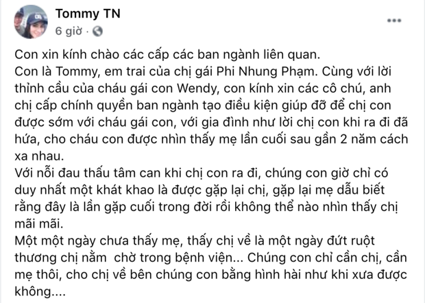 Em trai ca sĩ Phi Nhung bày tỏ nguyện vọng được đưa thi hài chị về Mỹ để gia đình nhìn mặt lần cuối - Ảnh 2.
