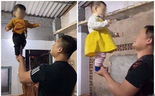 Bố n&acirc;ng con g&aacute;i 9 th&aacute;ng tuổi bằng 1 tay, bị nhắc nhở liền c&oacute; phản ph&aacute;o g&acirc;y bức x&uacute;c - Ảnh 1.