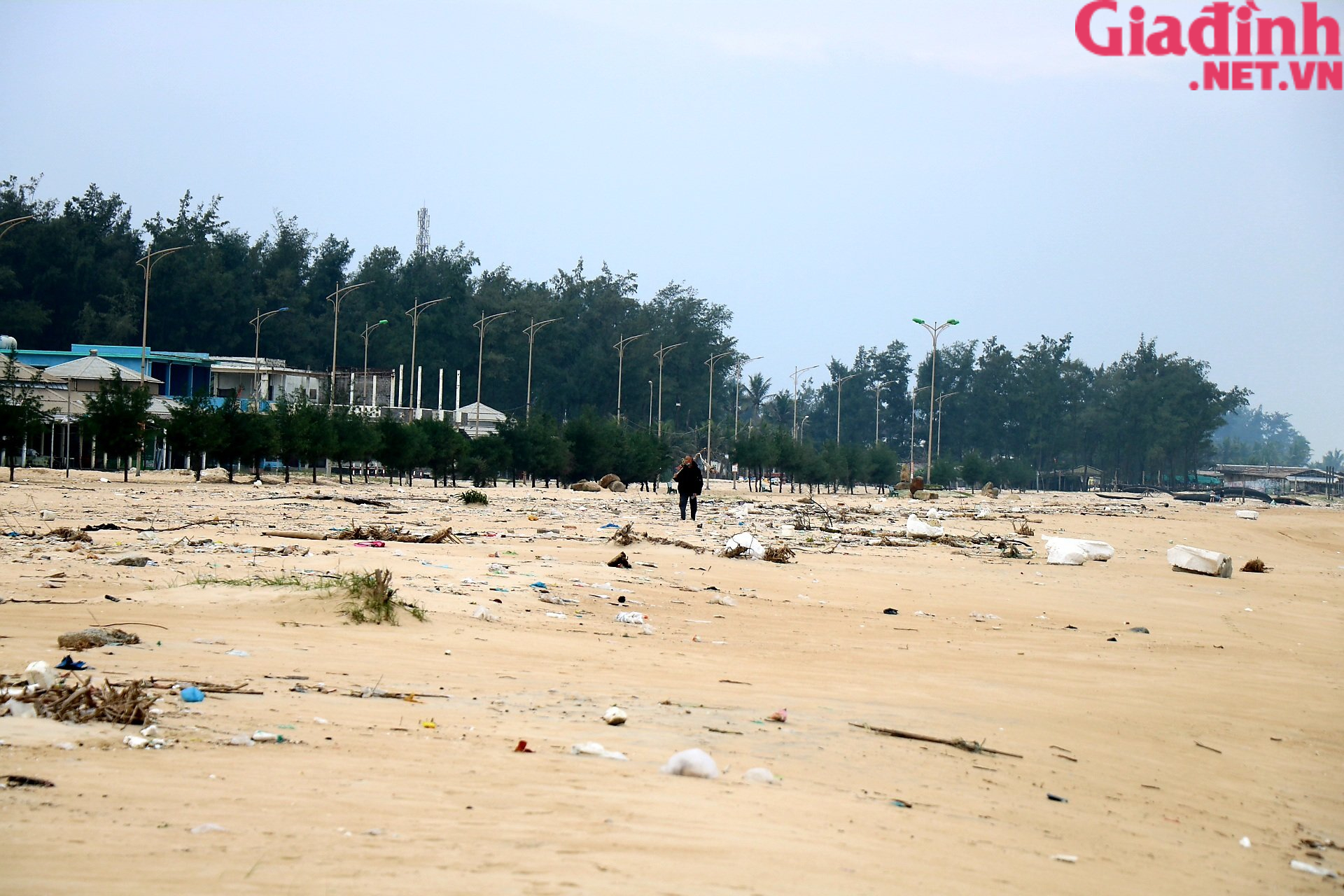 Ảnh: Bãi biển biến thành &quot;bãi rác&quot; sau mưa bão ở Thừa Thiên Huế - Ảnh 1.