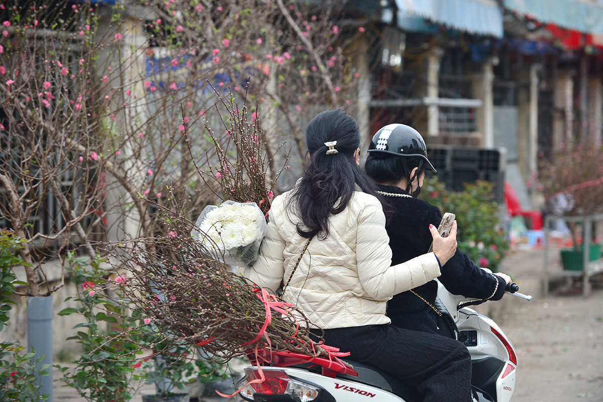 Người dân tấp nập tìm đến làng hoa Nhật Tân chọn mua đào chơi rằm - Ảnh 4.