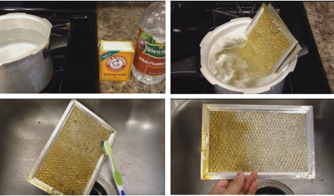 Tẩy sạch bay vết dầu mỡ ở máy hút mùi bằng dấm và baking soda - Ảnh 2.