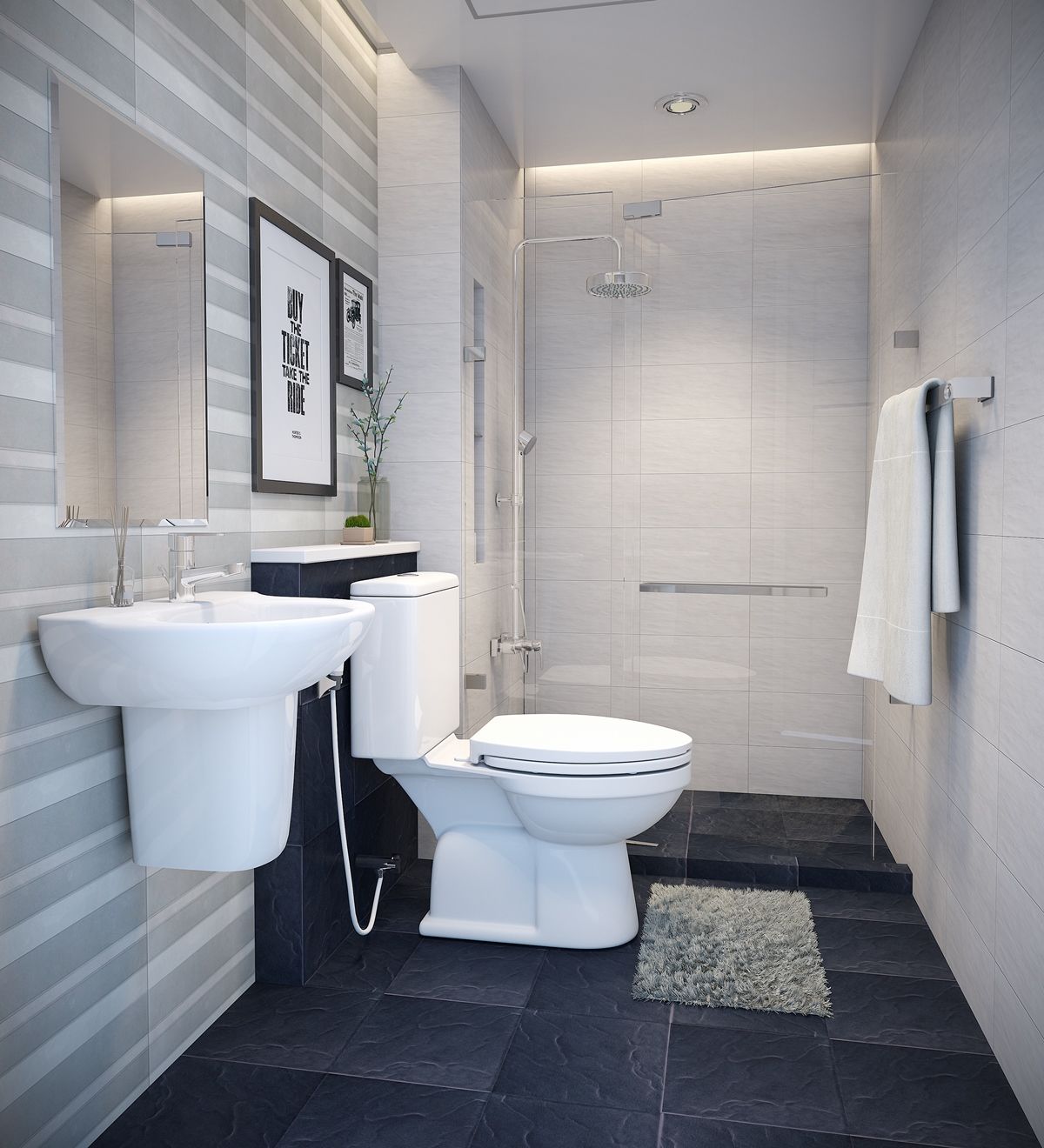 Khám phá ngay phòng toilet tiện nghi, sạch sẽ và được bố trí hợp lý với không gian mở rộng, mang đến cảm giác thoải mái và tươi mới.