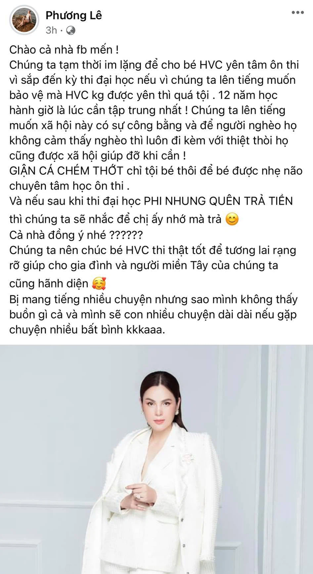 Liên tục đăng bài chỉ trích Phi Nhung và đòi quyền lợi cho Hồ Văn Cường, Hoa hậu Phương Lê bất ngờ kêu gọi mọi người ngưng bàn luận vì lý do này - Ảnh 2.