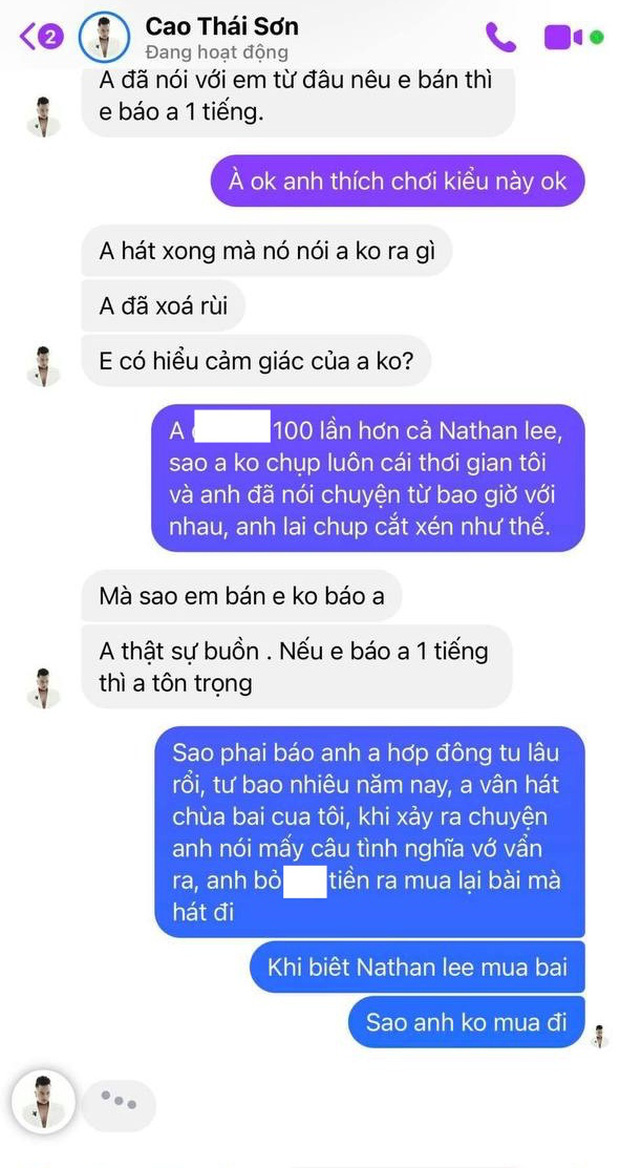 Khắc Việt tố Cao Thái Sơn ép giá mua bài 1 triệu xuống 500k, hát chùa, cắt hình chat đăng FB và chốt bớt giả tạo đi - Ảnh 6.