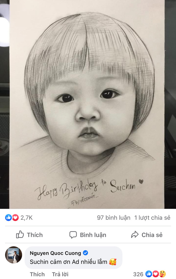 Bức tranh fan vẽ tặng con gái Cường Đô La bỗng gây sốt cõi mạng, nam đại gia phải đích thân mò hẳn Facebook cảm ơn - Ảnh 3.