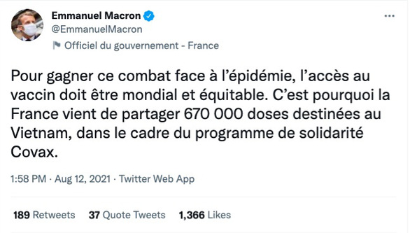 Pháp tuyên bố chia sẻ 670.000 liều vaccine cho Việt Nam - Ảnh 2.