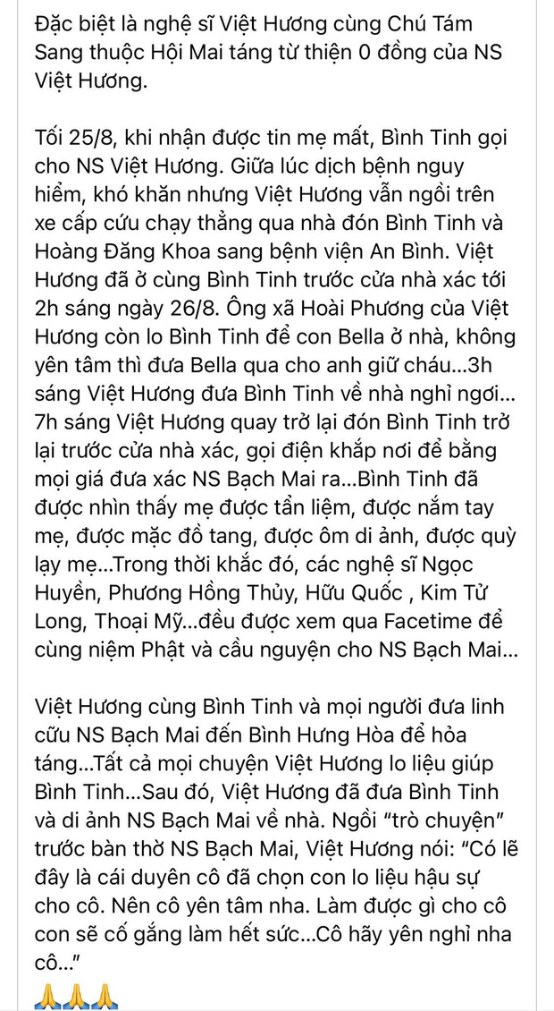 Con gái đính chính nguyên nhân NS Bạch Mai qua đời, hành động của vợ chồng Việt Hương gây xúc động mạnh - Ảnh 6.