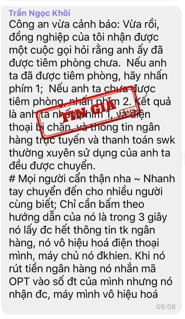 ‘Hỏi tiêm phòng chưa, nhấn phím 1’ là tin giả - Ảnh 1.