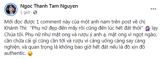 Ngọc Thanh Tâm đáp trả người đàn ông lạ vì bình luận phụ nữ hết đát trong bài viết Khánh Thi - Ảnh 4.