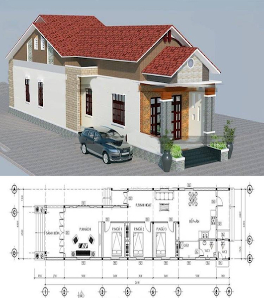 Mẫu nhà ống 1 tầng 3 phòng ngủ cho nhà đông người đang được ưa chuộng - Ảnh 3.