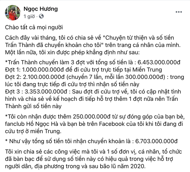 Mẹ ruột Hà Hồ khẳng định không ăn chặn tiền từ thiện kèm bằng chứng, làm rõ số tiền quyên góp của Trấn Thành - Ảnh 2.