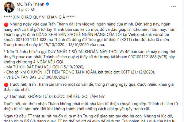 Tranh cãi dữ dội việc chứng minh không ăn chặn 120 tỷ đồng bằng cách công bố toàn bộ sao kê của Trấn Thành - Ảnh 2.