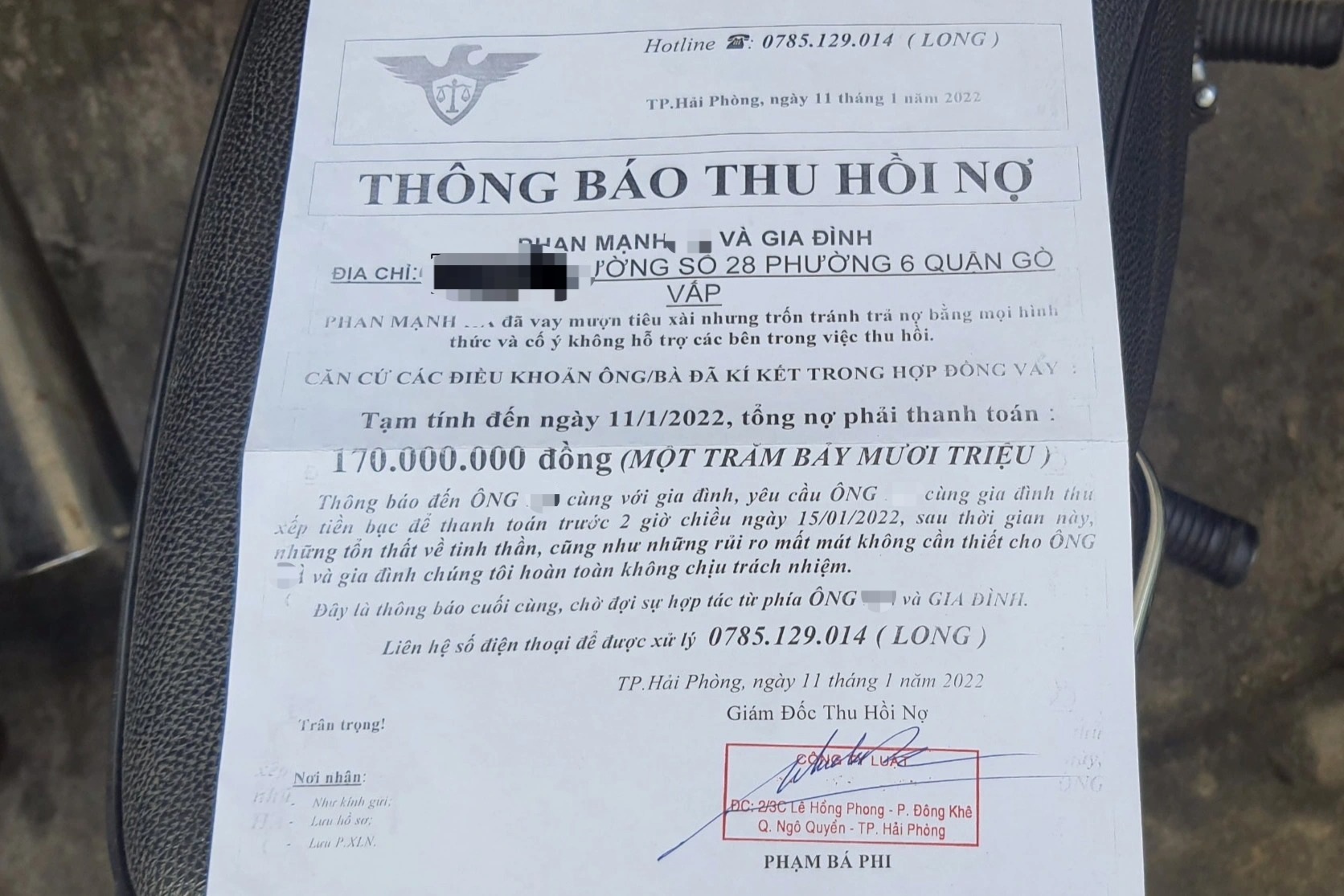 Người phụ nữ bị dọa "xử cả nhà" vì món nợ của chồng cũ - Ảnh 3. Người phụ nữ bị dọa "xử cả nhà" vì món nợ của chồng cũ - Ảnh 3.