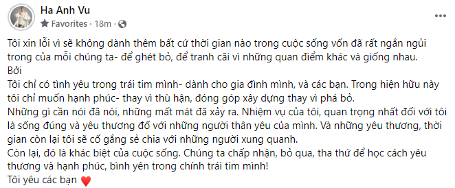 Hà Anh mong mọi người 