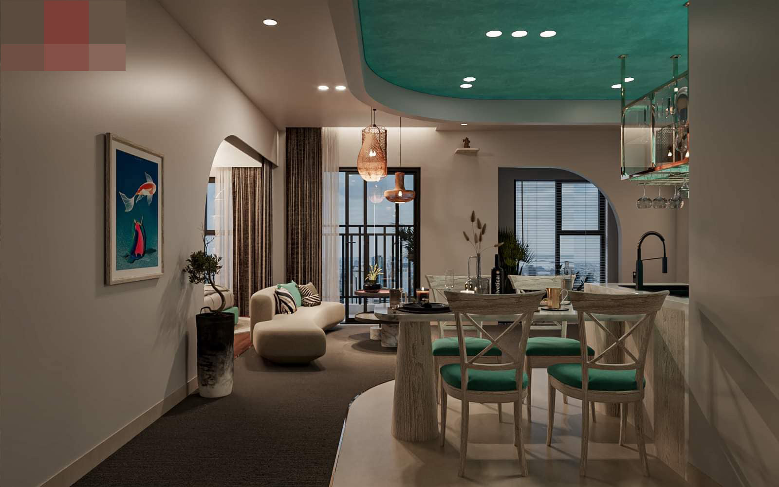 Căn hộ 55m2 ở Bình Dương mang màu xanh mát mẻ, đẹp mê mẩn - Ảnh 2.