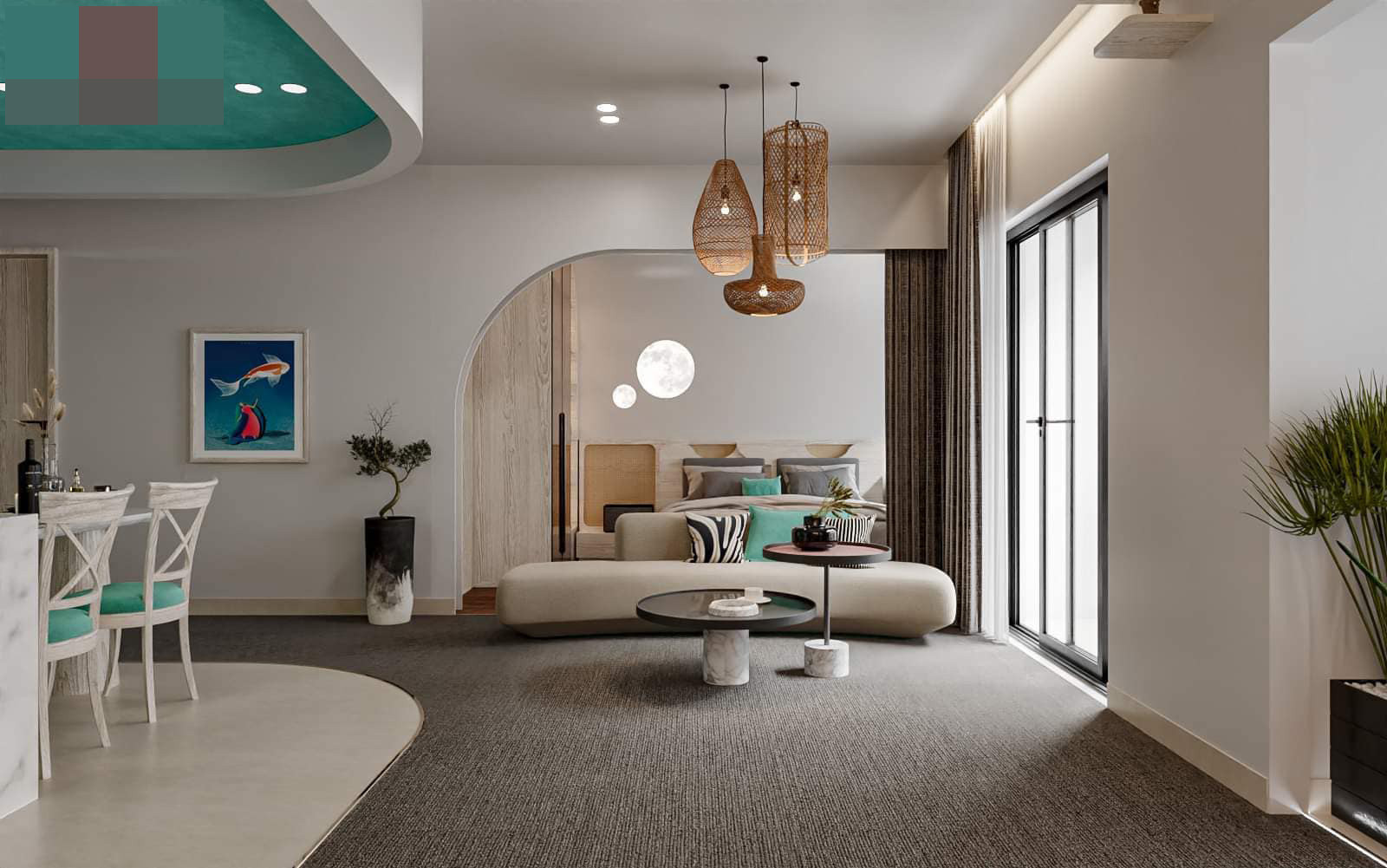 Căn hộ 55m2 ở Bình Dương mang màu xanh mát mẻ, đẹp mê mẩn - Ảnh 3.