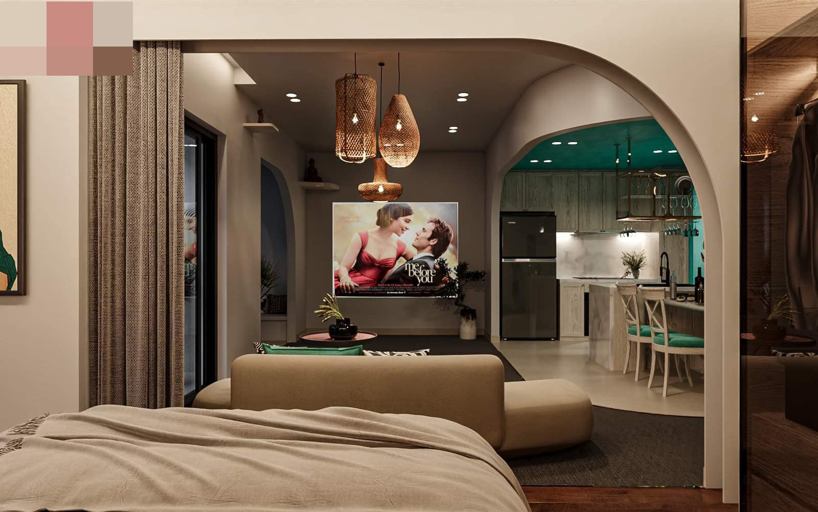 Căn hộ 55m2 ở Bình Dương mang màu xanh mát mẻ, đẹp mê mẩn - Ảnh 4.