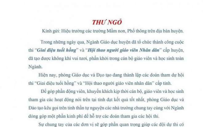 Trưởng phòng GD&ĐT huyện viết thư ngỏ 'xin tiền' các trường