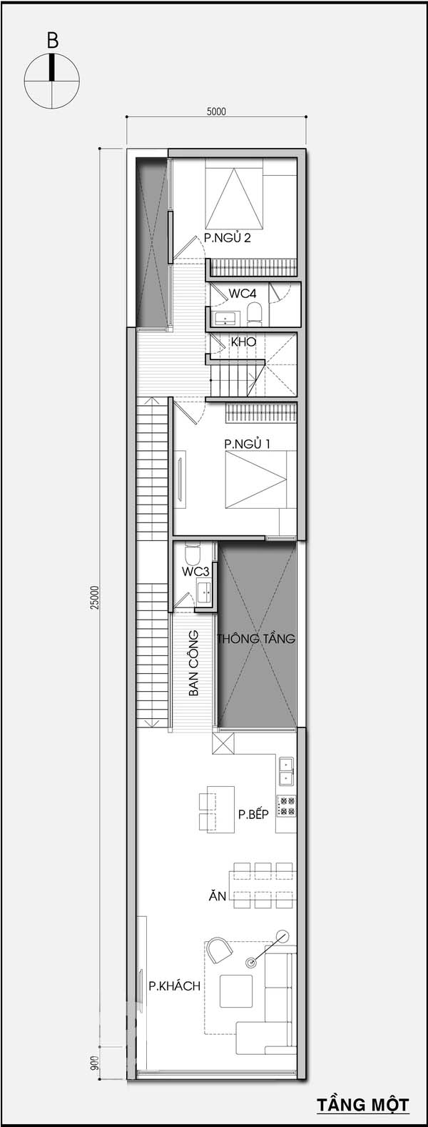 Tư vấn thiết kế nhà ống dài 25m, một mặt tiền nhưng vẫn đảm bảo thoáng sáng - Ảnh 2.