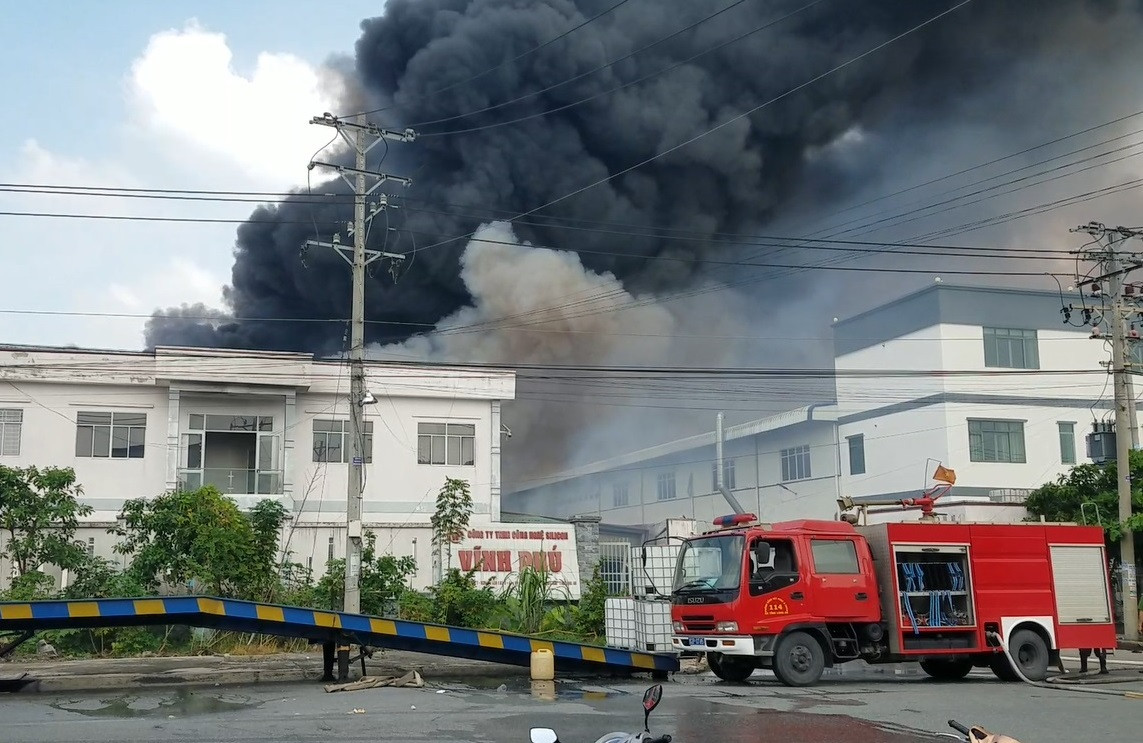 Cháy lớn suốt 5 giờ tại công ty trong khu công nghiệp ở Long An - Ảnh 3.
