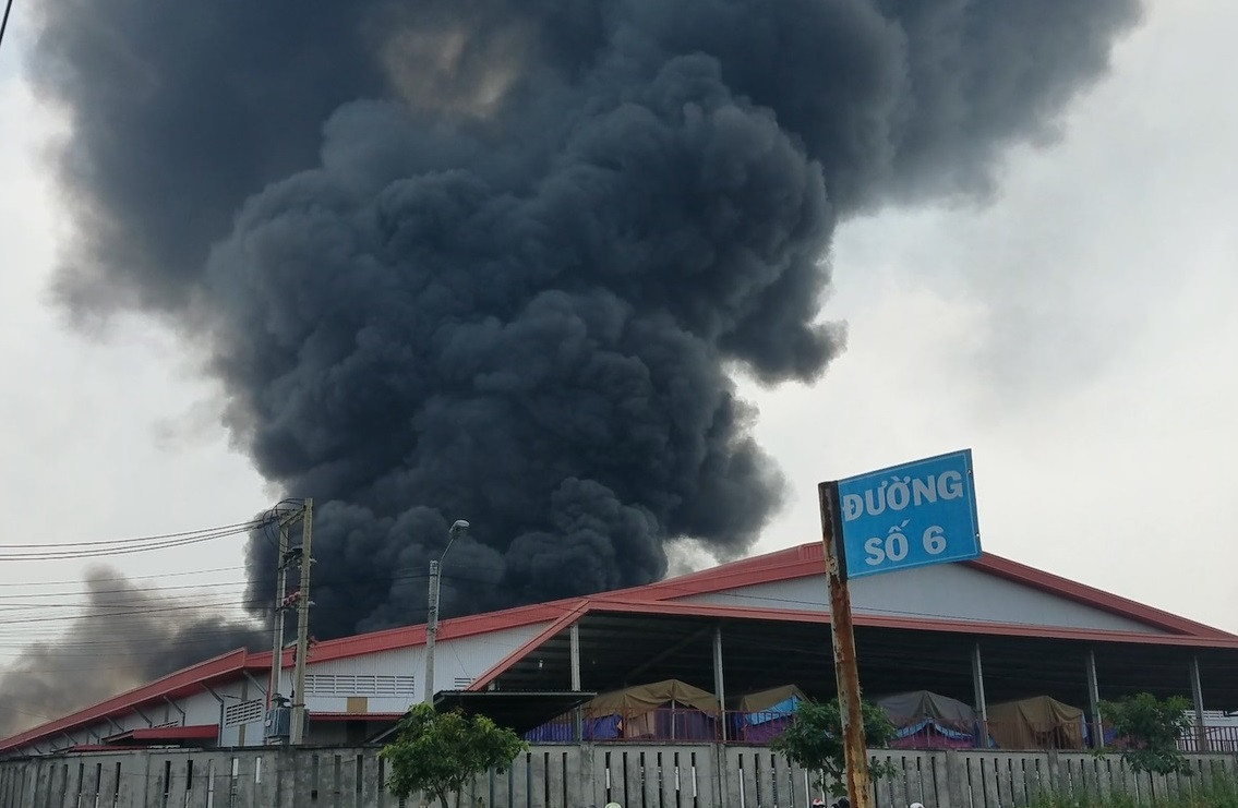 Cháy lớn suốt 5 giờ tại công ty trong khu công nghiệp ở Long An - Ảnh 2.