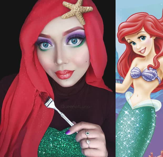 Từ Wednesday đến loạt công chúa Disney đình đám, cô gái xuất sắc tái hiện lại hoàn hảo chỉ bằng một chiếc khăn Hijab truyền thống - Ảnh 6.
