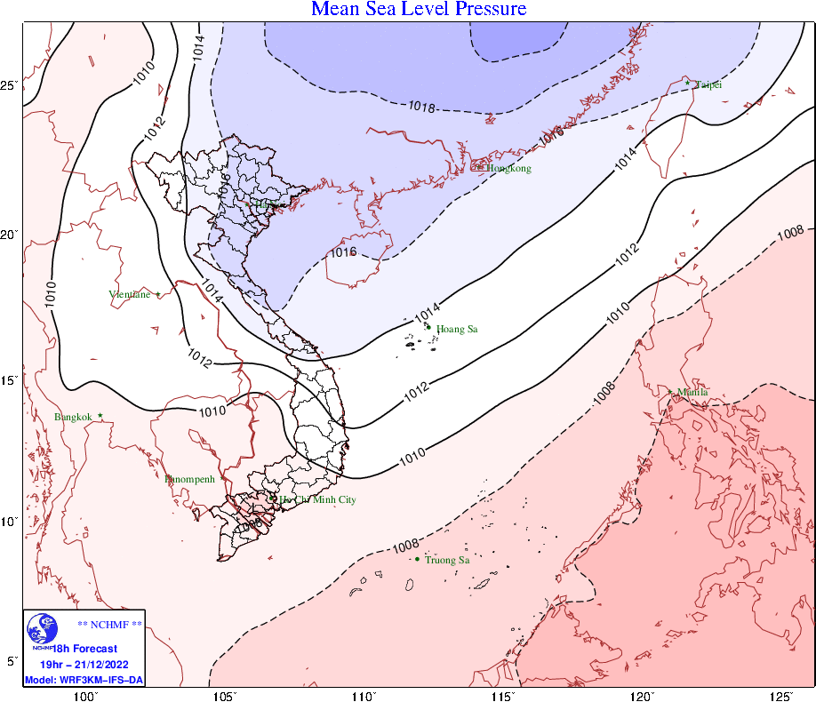 Dự báo thời tiết ngày 22/12: Không khí lạnh tác động vùng núi cao dưới 5 độ, miền Trung có mưa  - Ảnh 1.