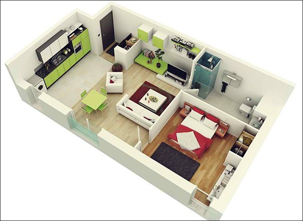 10 mẫu căn hộ một phòng ngủ với thiết kế &quot;chuẩn chỉnh&quot; - Ảnh 3.