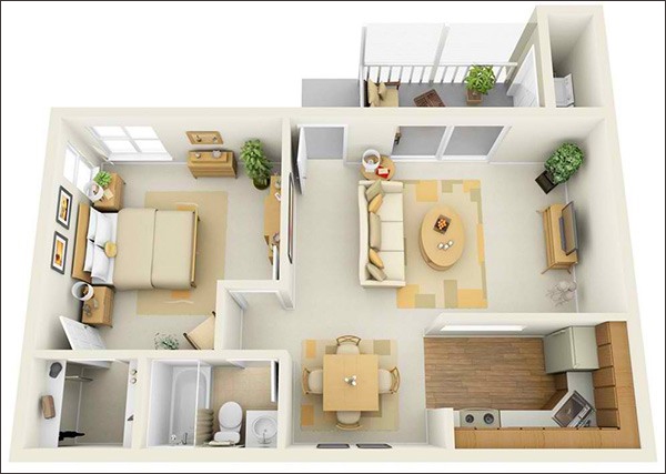 10 mẫu căn hộ một phòng ngủ với thiết kế &quot;chuẩn chỉnh&quot; - Ảnh 7.