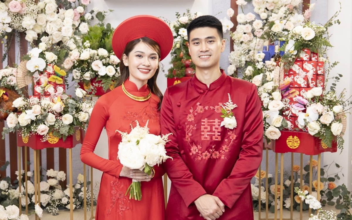 Á hậu Thùy Dung rạng rỡ bên chồng trong ngày cưới, cặp đôi nhận được nhiều lời khen 'xứng đôi'
