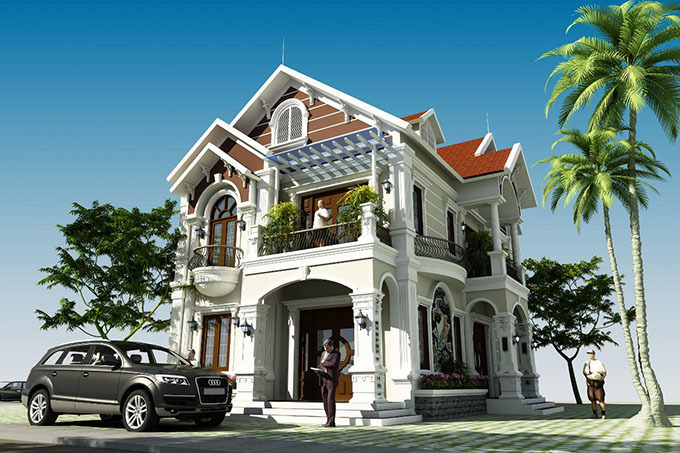 Mê đắm những mẫu biệt thự tân cổ điển 2 tầng đẹp vượt thời gian - Ảnh 2.