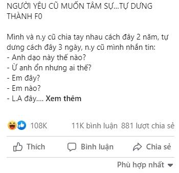 'Tâm sự mỏng' với tình cũ, thanh niên tự biến mình thành F0 - Ảnh 1. 'Tâm sự mỏng' với tình cũ, thanh niên tự biến mình thành F0 - Ảnh 1.