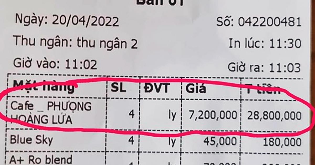 Người bán 4 ly cà phê "phượng hoàng lửa" 28 triệu bị xử phạt gần 19 triệu đồng