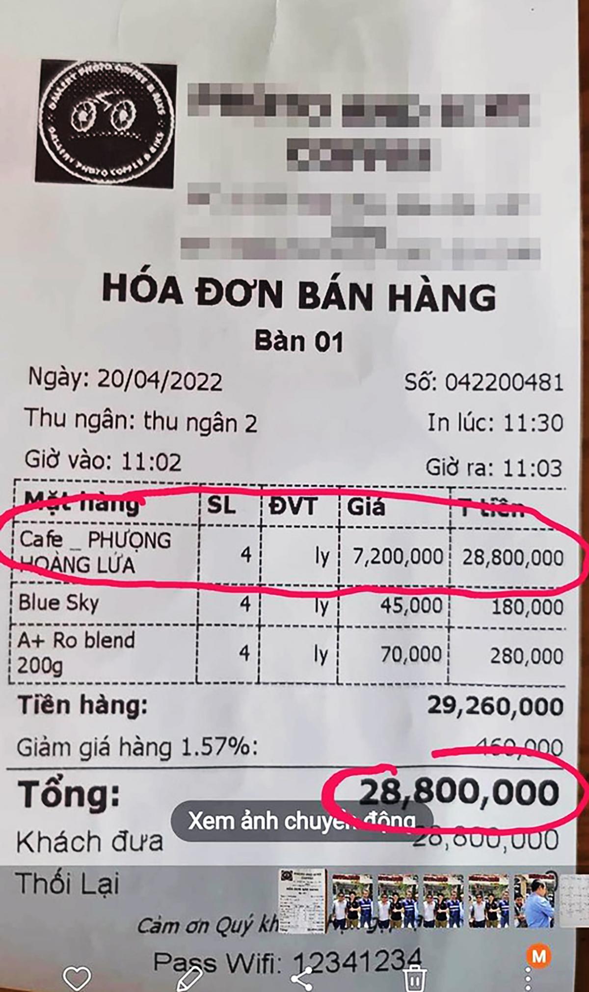 Người bán 4 ly cà phê 'phượng hoàng lửa' 28 triệu bị xử phạt gần 19 triệu đồng - Ảnh 1.