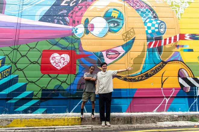 Người mẫu Quang Đại lần đầu thử sức vẽ graffiti trên bức tường dài 14m tại Singapore  - Ảnh 7.