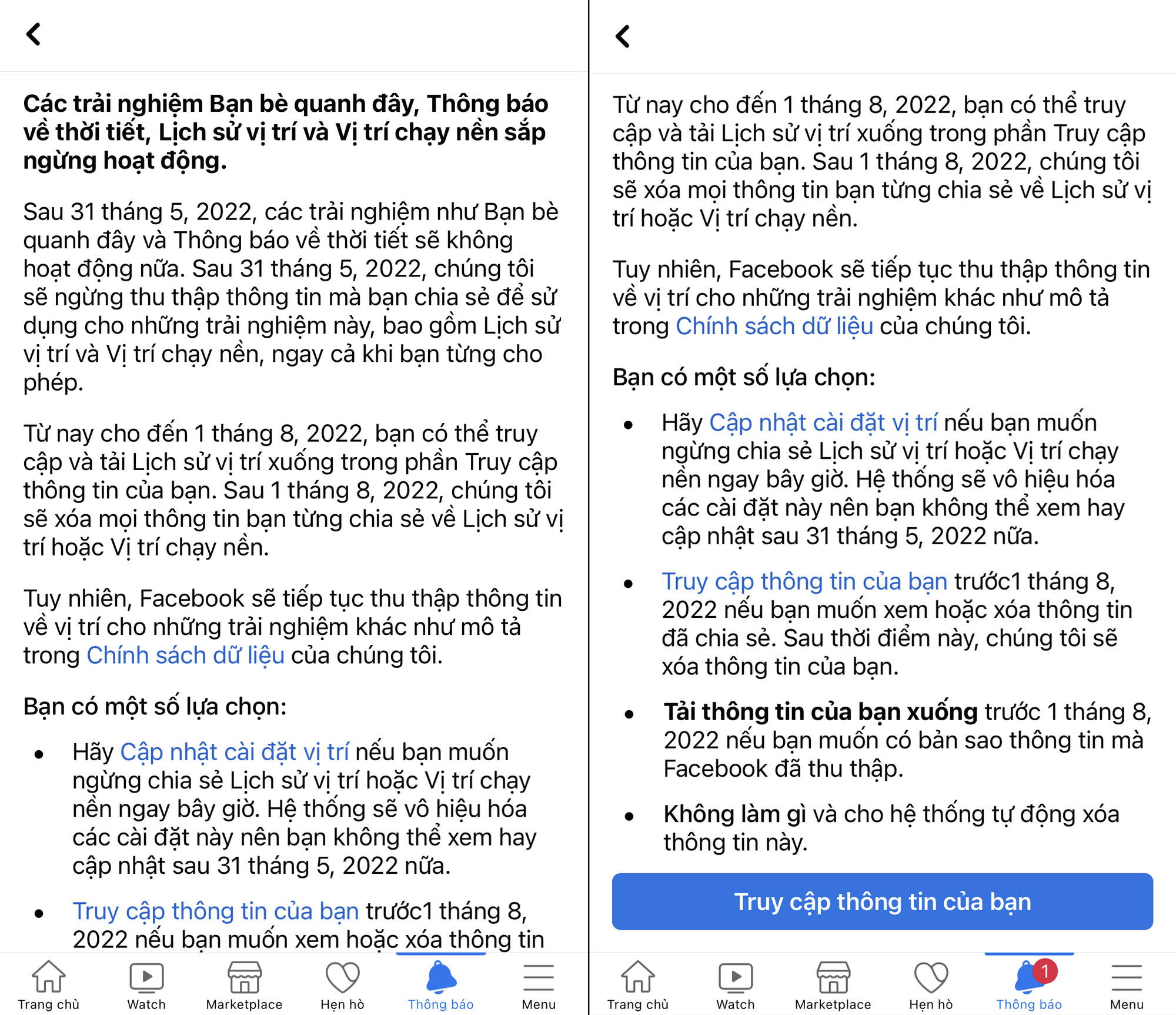 Facebook gửi thông báo đến người dùng Việt Nam, sẽ ngừng cung cấp loạt tính năng quan trọng! - Ảnh 1.