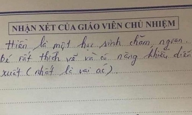 Nhận xét của giáo viên khiến học sinh “cười ra nước mắt”, không biết là khen hay chê nhỉ? - Ảnh 1.