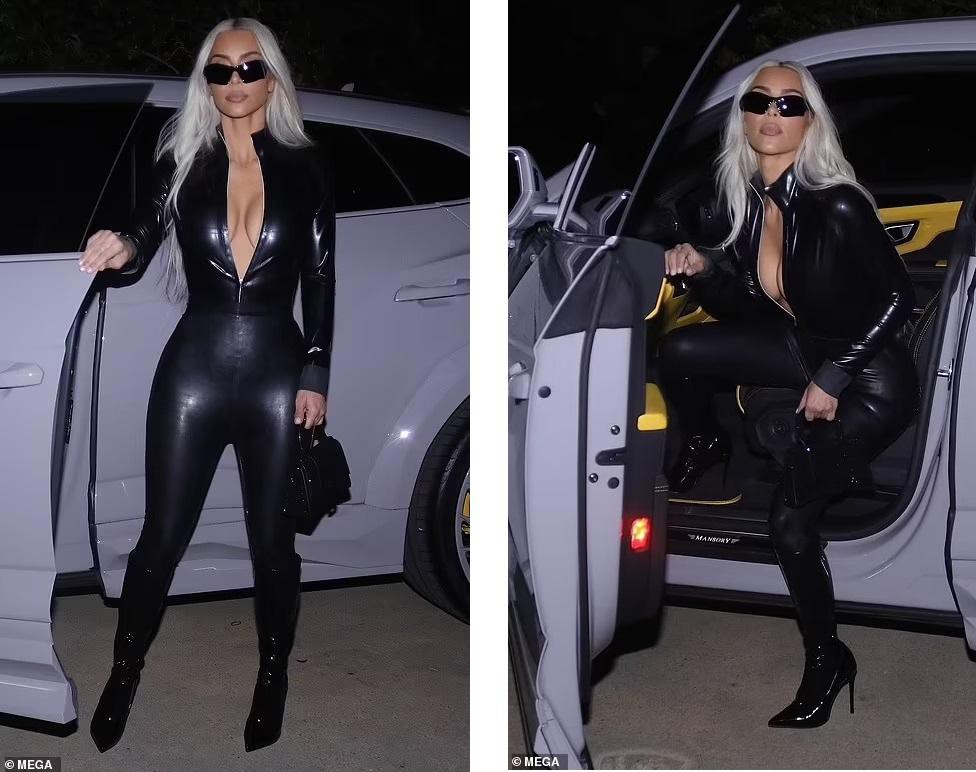 Kim Kardashian mặc đồ da liền thân bó sát, lộ vòng một nóng bỏng - Ảnh 3.
