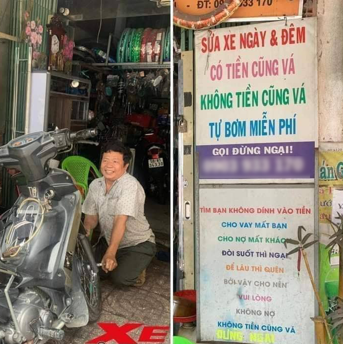 Chủ tiệm sửa xe không tiền cũng vá ở Sài Gòn: Đã làm việc này 6 năm nay, không dàn cảnh - Ảnh 2.