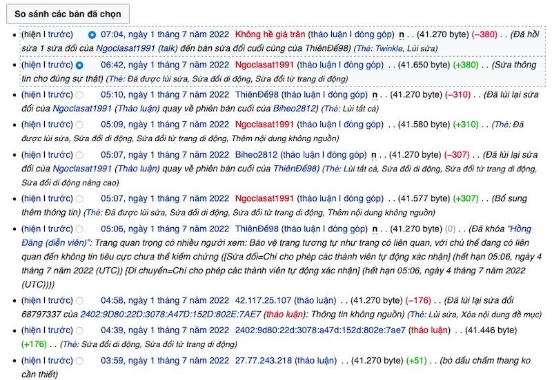 Giành nhau chỉnh sửa thông tin về diễn viên Hồng Đăng trên Wikipedia - Ảnh 1.