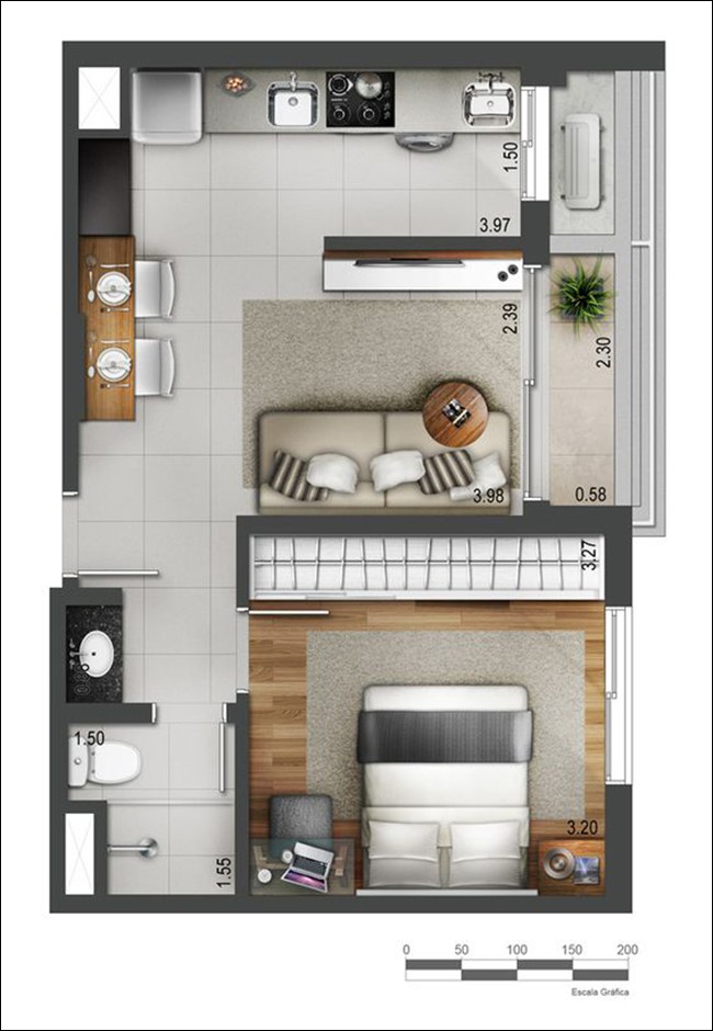 14 mẫu căn hộ 1 phòng ngủ cho người độc thân và vợ chồng trẻ