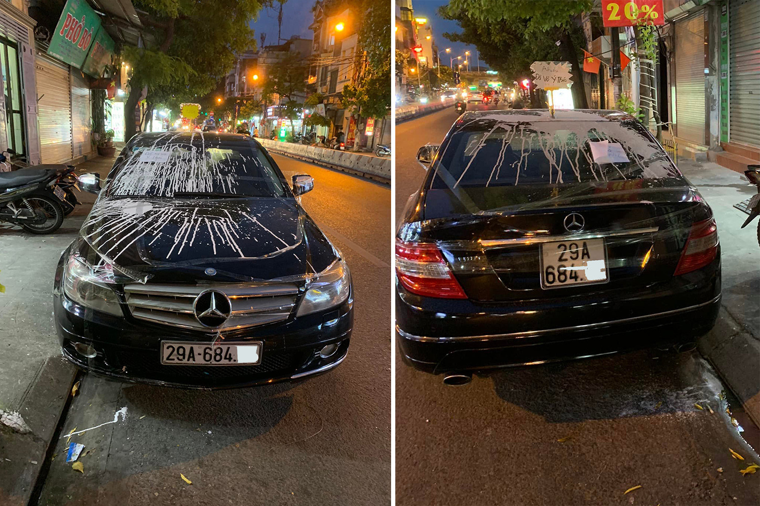 Vụ xế sang Mercedes bị d&aacute;n băng d&iacute;nh, tạt bột trắng: Th&ocirc;ng tin ch&iacute;nh thức từ c&ocirc;ng an - Ảnh 1.