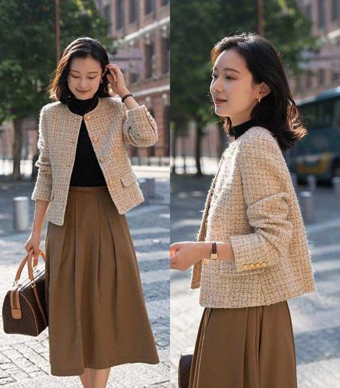 Áo vải tweed và chân váy midi - Ảnh 5.