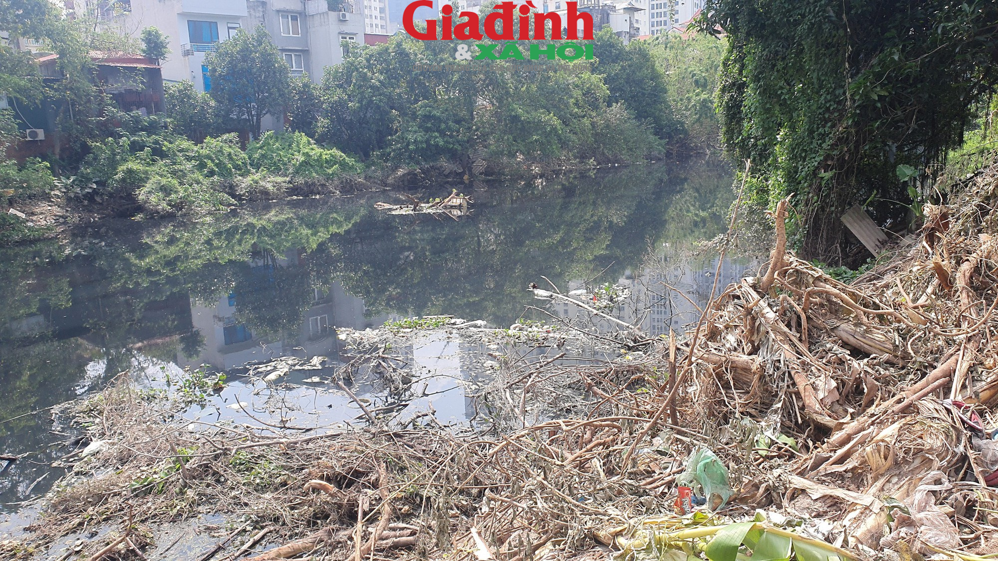 Hà Nội: Sông Nhuệ đang bị ô nhiễm trầm trọng, rác thải trôi nổi trên mặt nước  - Ảnh 3.