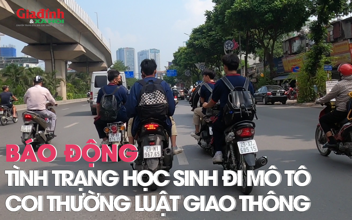 Báo động tình trạng học sinh đi xe mô tô với hành vi coi thường luật giao thông