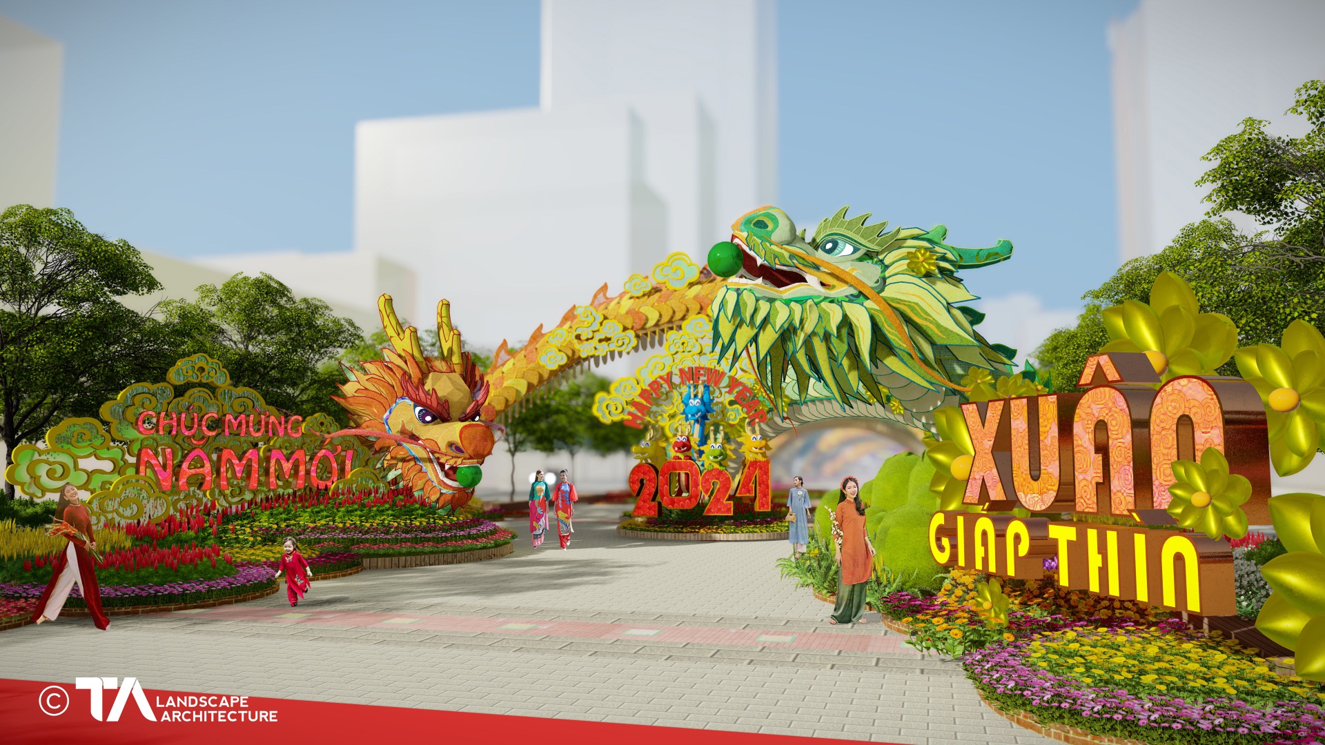 Lộ diện hình ảnh đường hoa phố đi bộ Nguyễn Huệ Tết Giáp Thìn 2024 - Ảnh 1.