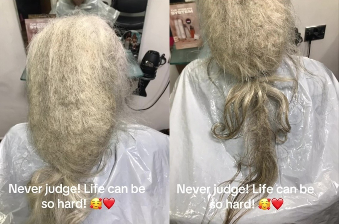 Bà cụ mang 'cục tóc' cả năm không gội đến khiến chủ tiệm tóc kinh hãi, kết quả sau 7 tiếng đồng hồ làm cho dân mạng phải thán phục - Ảnh 1.